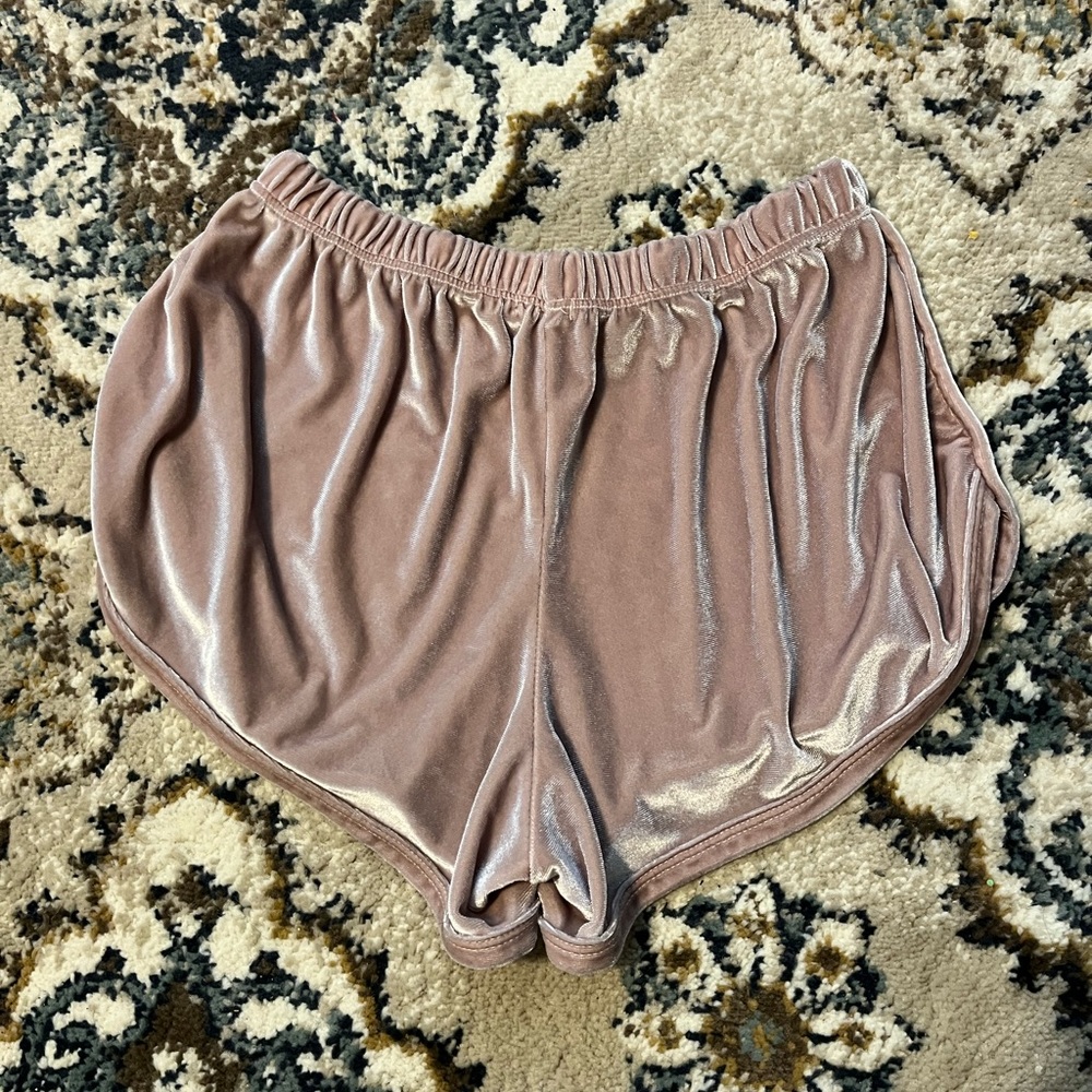 John Galt pink velvet shorts size xs-s